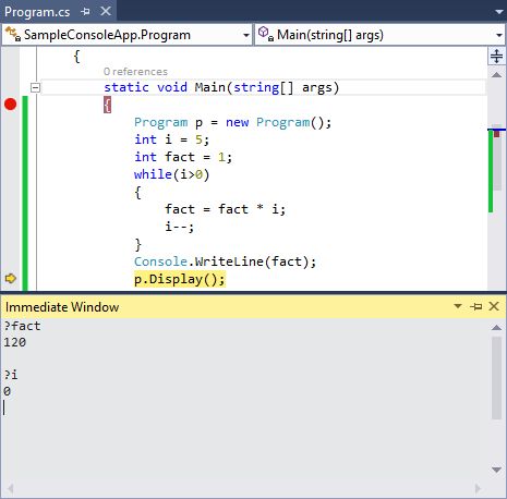 Immediate Window in Debugging